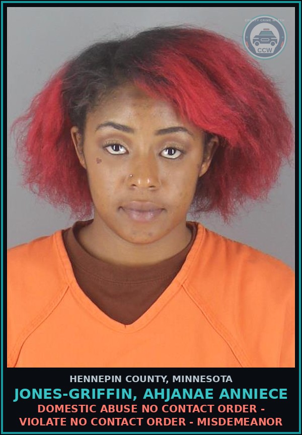Booking mugshot of JONES-GRIFFIN, AHJANAE ANNIECE in Hennepin County