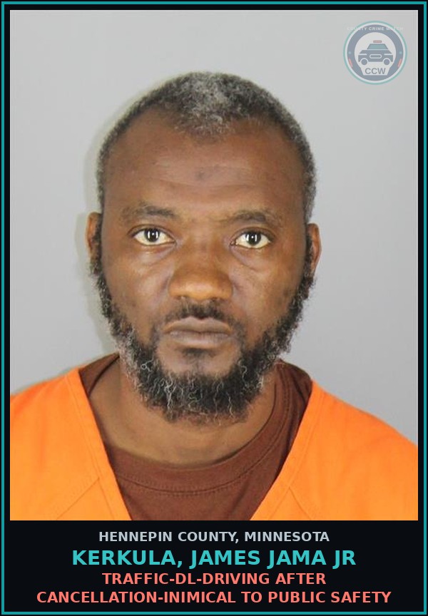 Booking mugshot of KERKULA, JAMES JAMA JR in Hennepin County