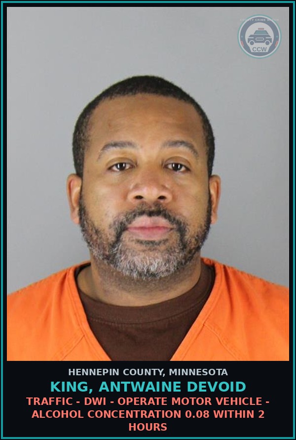 Booking mugshot of KING, ANTWAINE DEVOID in Hennepin County