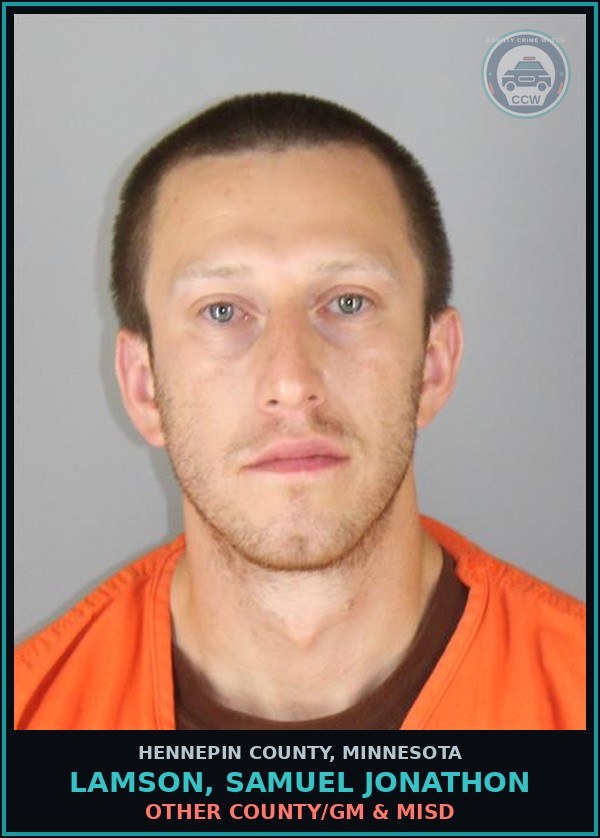 Booking mugshot of LAMSON, SAMUEL JONATHON in Hennepin County
