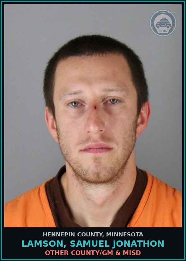 Booking mugshot of LAMSON, SAMUEL JONATHON in Hennepin County