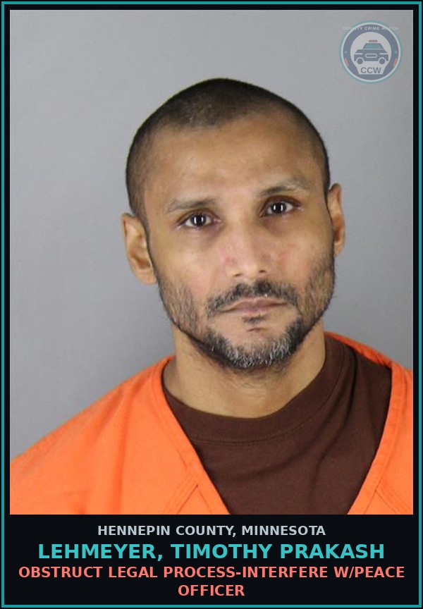 Booking mugshot of LEHMEYER, TIMOTHY PRAKASH in Hennepin County