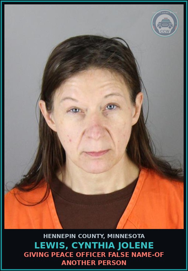 Booking mugshot of LEWIS, CYNTHIA JOLENE in Hennepin County