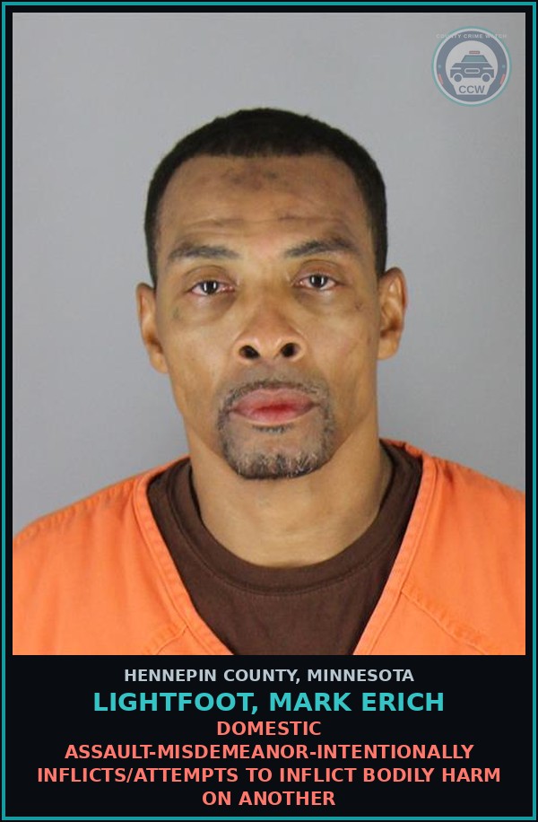 Booking mugshot of LIGHTFOOT, MARK ERICH in Hennepin County