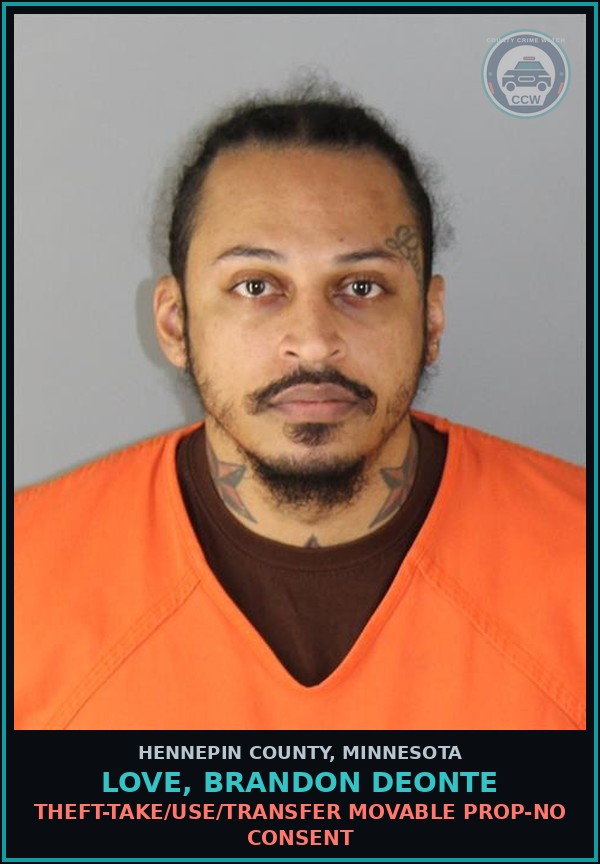 Booking mugshot of LOVE, BRANDON DEONTE in Hennepin County