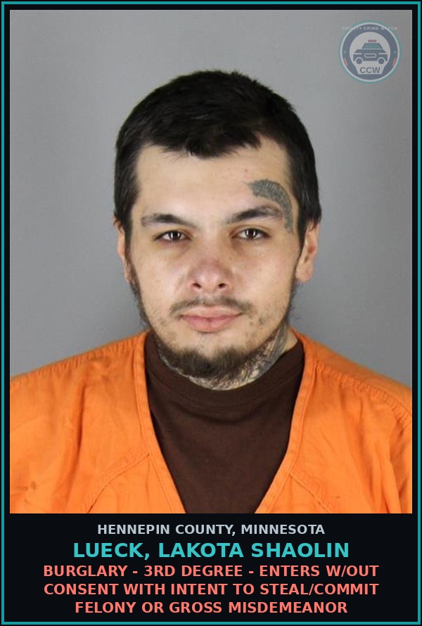 Booking mugshot of LUECK, LAKOTA SHAOLIN in Hennepin County