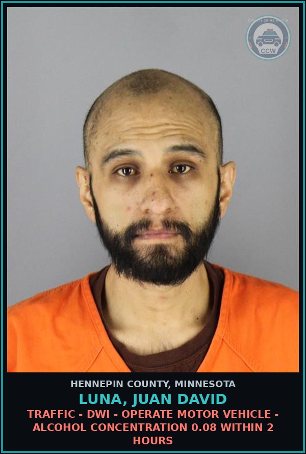 Booking mugshot of LUNA, JUAN DAVID in Hennepin County