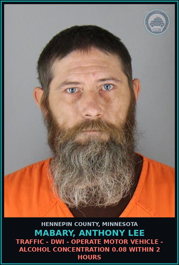 Booking mugshot of MABARY, ANTHONY LEE in Hennepin County