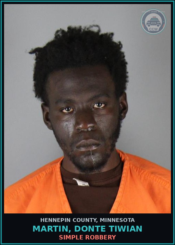 Booking mugshot of MARTIN, DONTE TIWIAN in Hennepin County