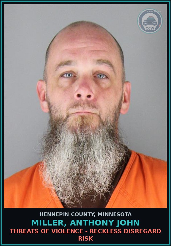Booking mugshot of MILLER, ANTHONY JOHN in Hennepin County