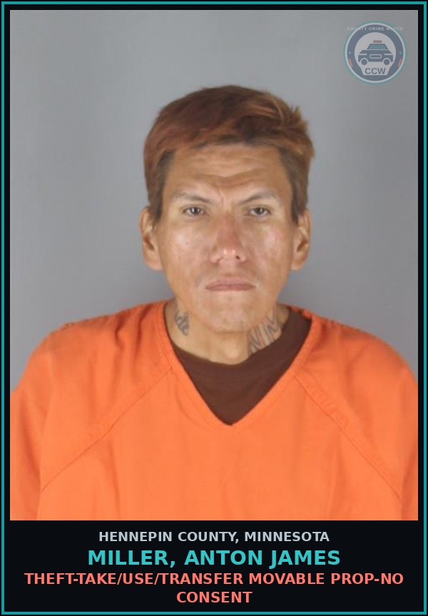 Booking mugshot of MILLER, ANTON JAMES in Hennepin County