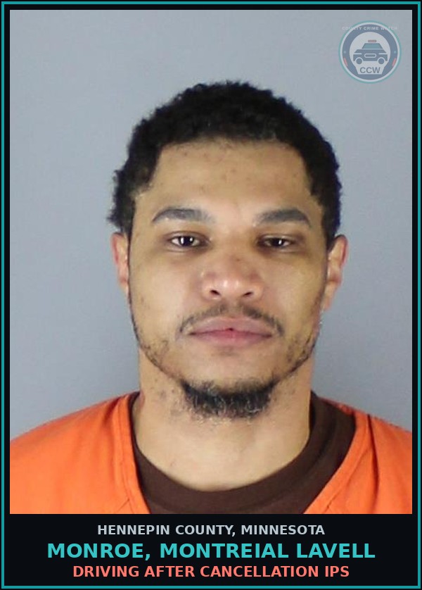 Booking mugshot of MONROE, MONTREIAL LAVELL in Hennepin County