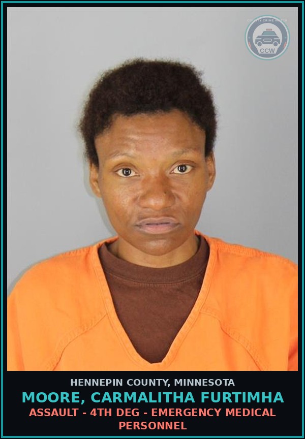 Booking mugshot of MOORE, CARMALITHA FURTIMHA in Hennepin County