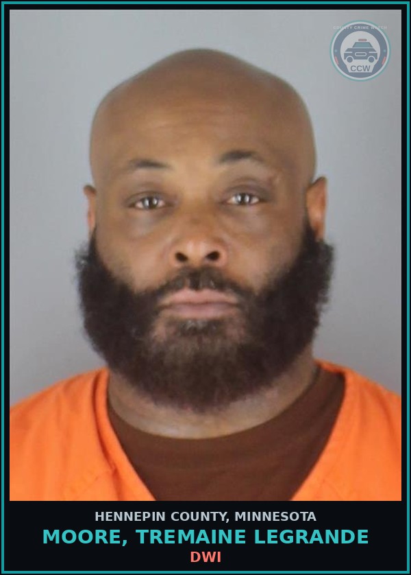 Booking mugshot of MOORE, TREMAINE LEGRANDE in Hennepin County