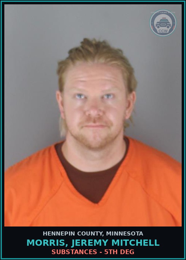 Booking mugshot of MORRIS, JEREMY MITCHELL in Hennepin County