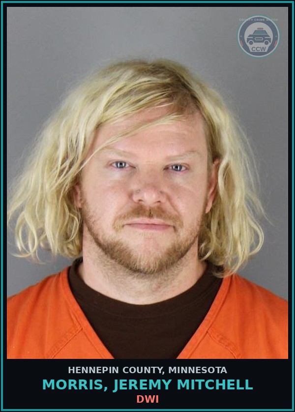 Booking mugshot of MORRIS, JEREMY MITCHELL in Hennepin County