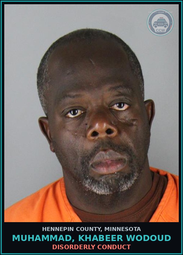 Booking mugshot of MUHAMMAD, KHABEER WODOUD in Hennepin County