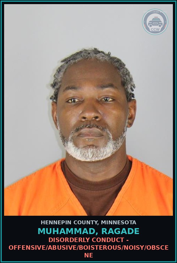 Booking mugshot of MUHAMMAD, RAGADE in Hennepin County