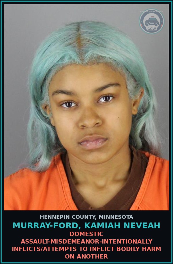 Booking mugshot of MURRAY-FORD, KAMIAH NEVEAH in Hennepin County