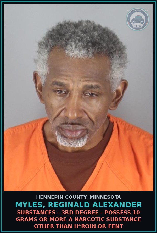 Booking mugshot of MYLES, REGINALD ALEXANDER in Hennepin County