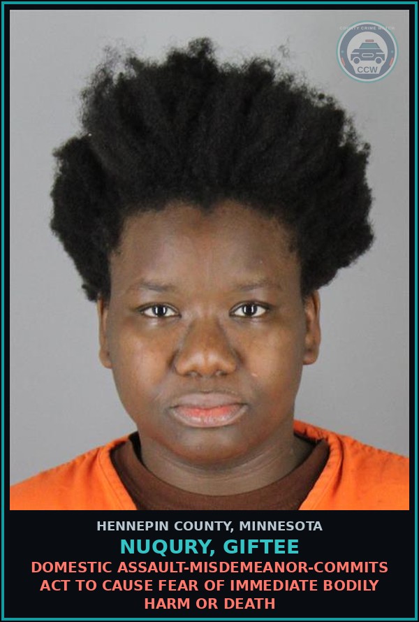 Booking mugshot of NUQURY, GIFTEE in Hennepin County