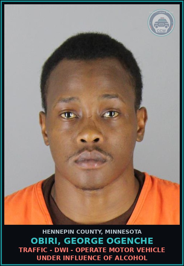 Booking mugshot of OBIRI, GEORGE OGENCHE in Hennepin County