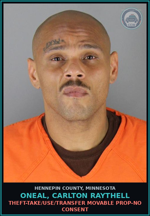 Booking mugshot of ONEAL, CARLTON RAYTHELL in Hennepin County