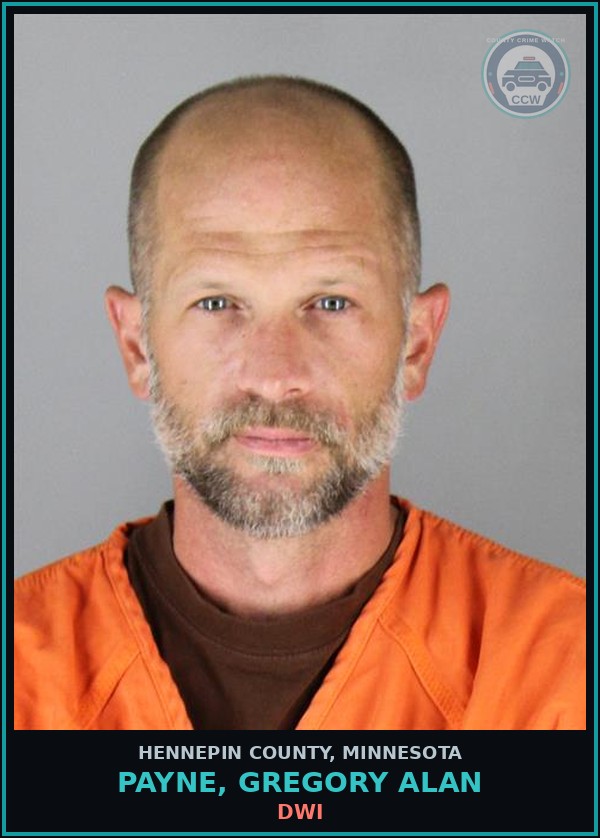 Booking mugshot of PAYNE, GREGORY ALAN in Hennepin County