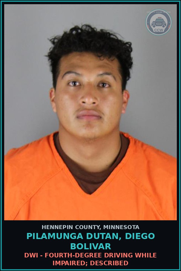 Booking mugshot of PILAMUNGA DUTAN, DIEGO BOLIVAR in Hennepin County