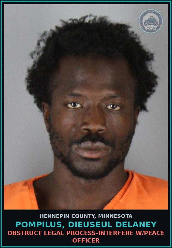 Booking mugshot of POMPILUS, DIEUSEUL DELANEY in Hennepin County