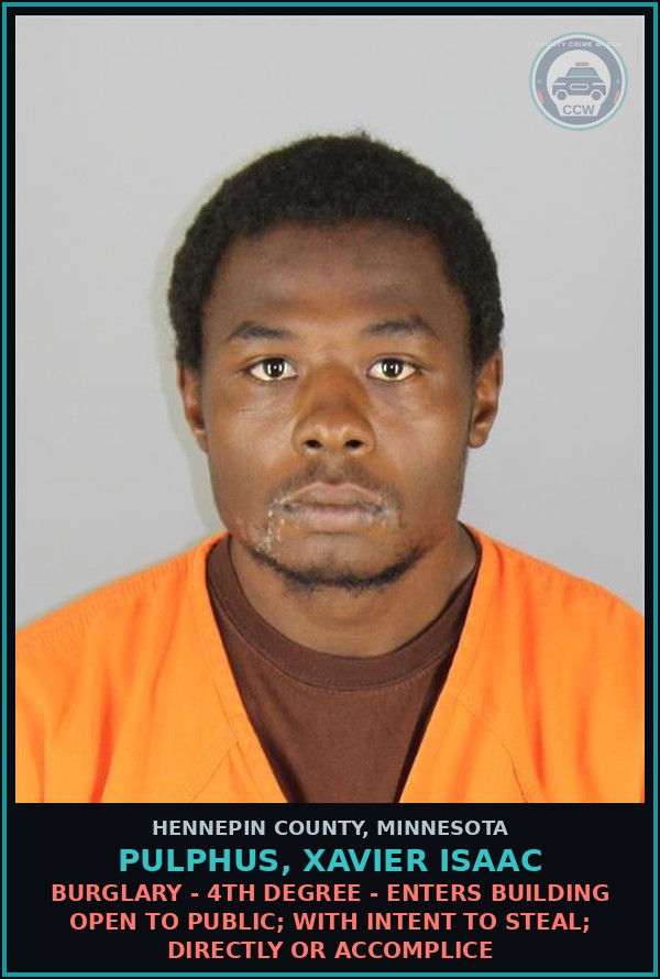 Booking mugshot of PULPHUS, XAVIER ISAAC in Hennepin County