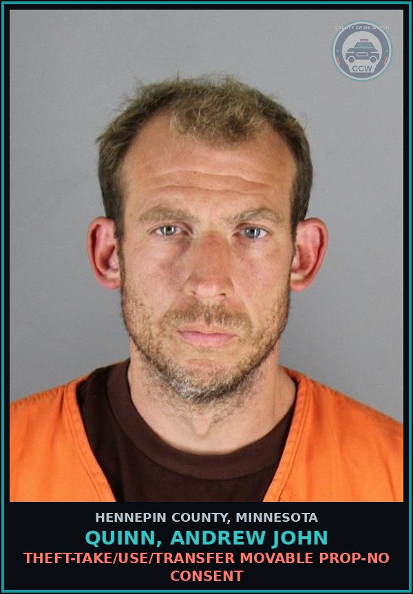Booking mugshot of QUINN, ANDREW JOHN in Hennepin County