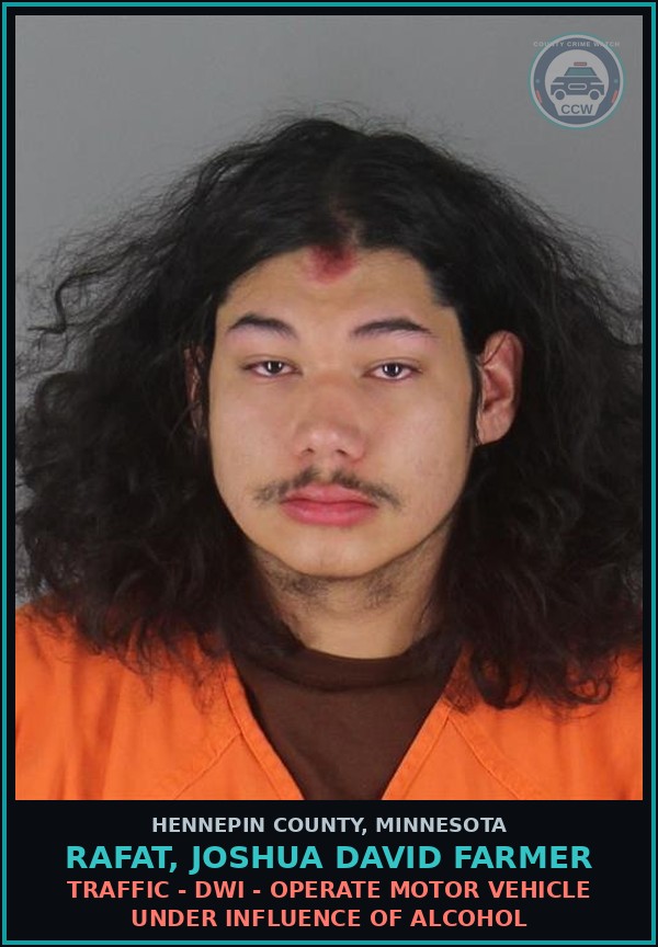 Booking mugshot of RAFAT, JOSHUA DAVID FARMER in Hennepin County