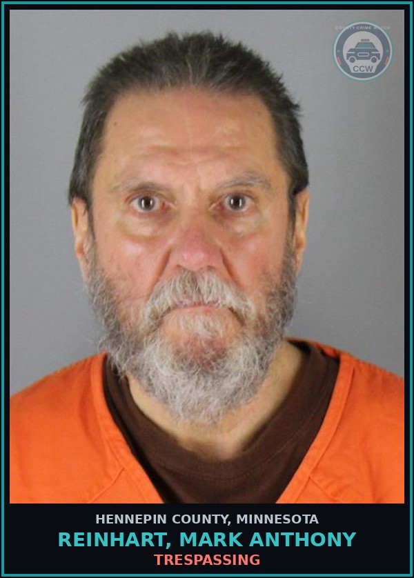 Booking mugshot of REINHART, MARK ANTHONY in Hennepin County