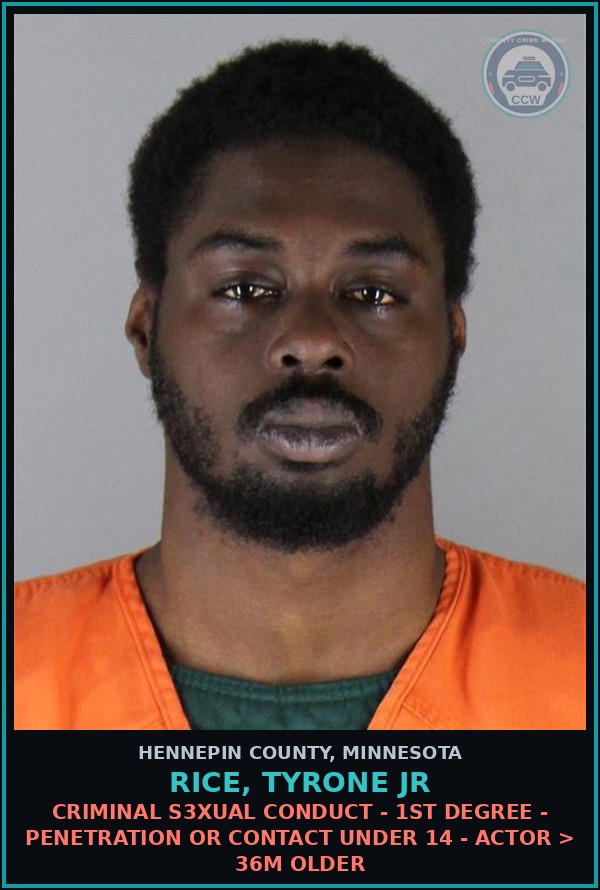 Booking mugshot of RICE, TYRONE JR in Hennepin County