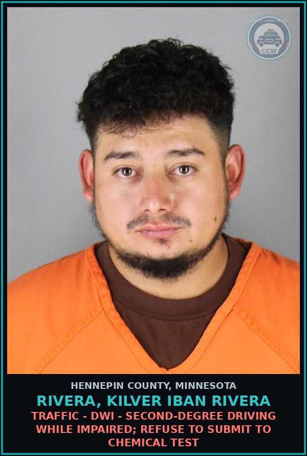 Booking mugshot of RIVERA, KILVER IBAN RIVERA in Hennepin County