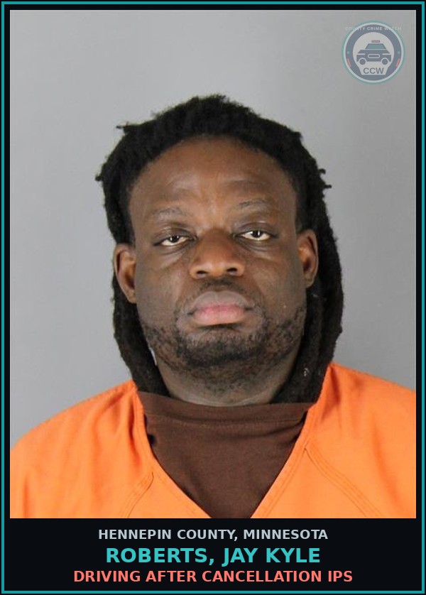 Booking mugshot of ROBERTS, JAY KYLE in Hennepin County