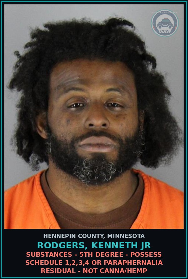 Booking mugshot of RODGERS, KENNETH JR in Hennepin County