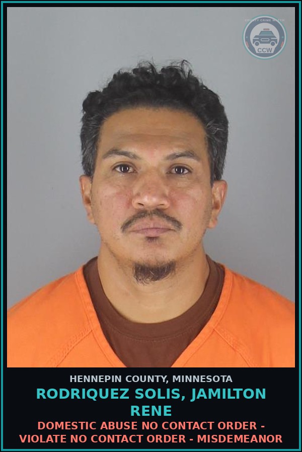 Booking mugshot of RODRIQUEZ SOLIS, JAMILTON RENE in Hennepin County