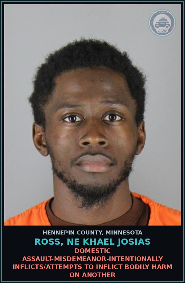 Booking mugshot of ROSS, NE KHAEL JOSIAS in Hennepin County