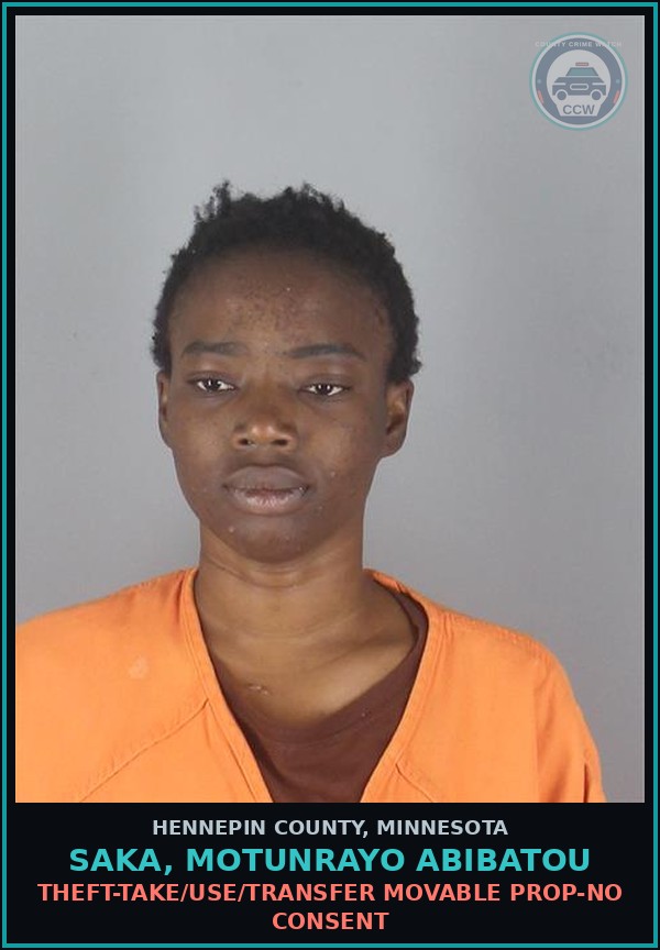 Booking mugshot of SAKA, MOTUNRAYO ABIBATOU in Hennepin County