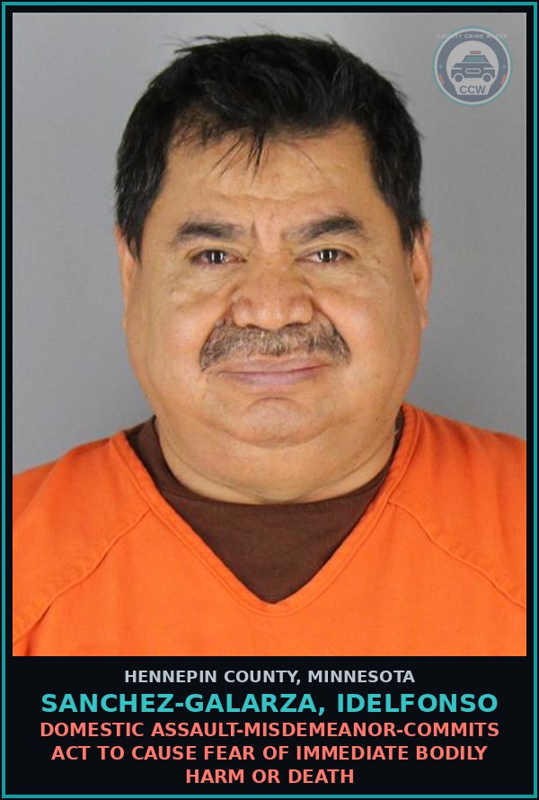 Booking mugshot of SANCHEZ-GALARZA, IDELFONSO in Hennepin County