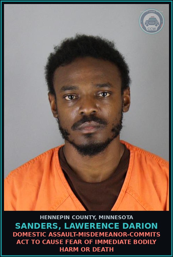 Booking mugshot of SANDERS, LAWERENCE DARION in Hennepin County