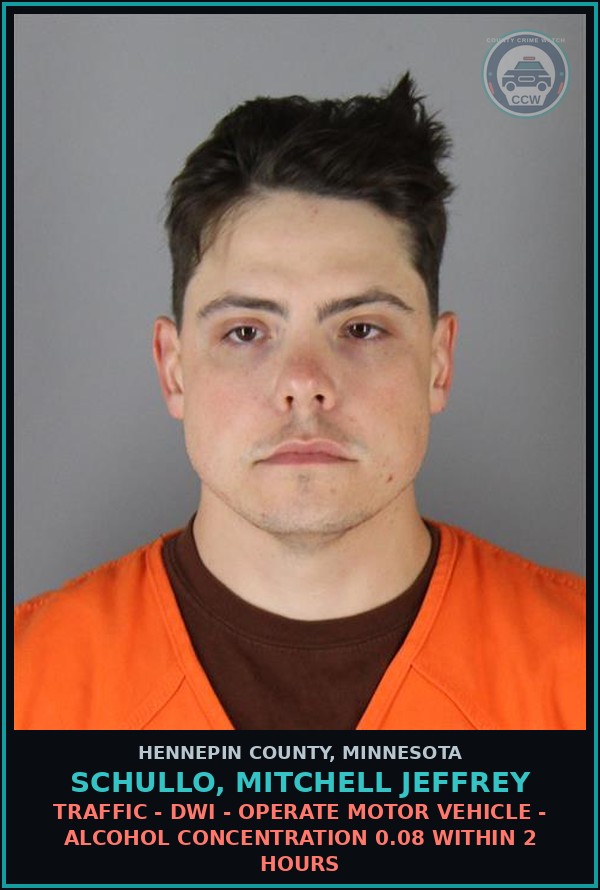 Booking mugshot of SCHULLO, MITCHELL JEFFREY in Hennepin County