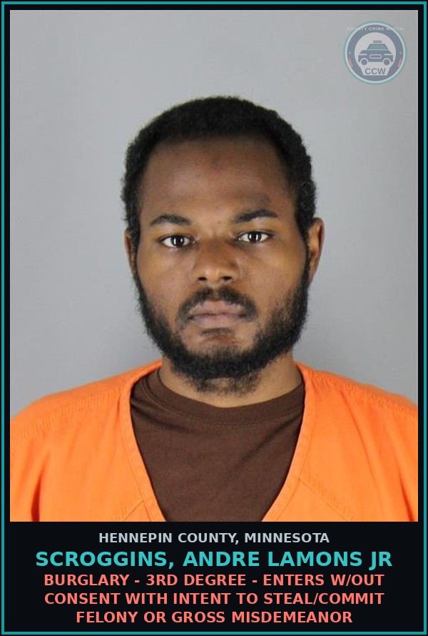 Booking mugshot of SCROGGINS, ANDRE LAMONS JR in Hennepin County