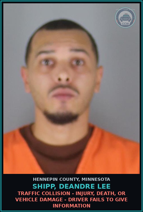 Booking mugshot of SHIPP, DEANDRE LEE in Hennepin County