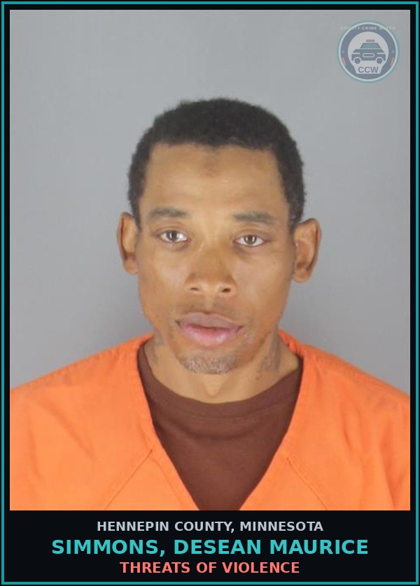 Booking mugshot of SIMMONS, DESEAN MAURICE in Hennepin County