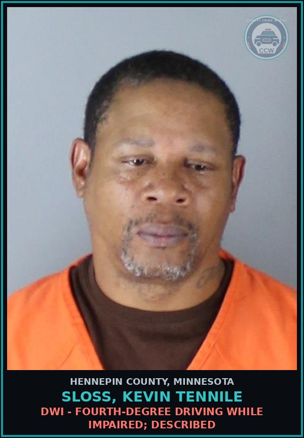 Booking mugshot of SLOSS, KEVIN TENNILE in Hennepin County