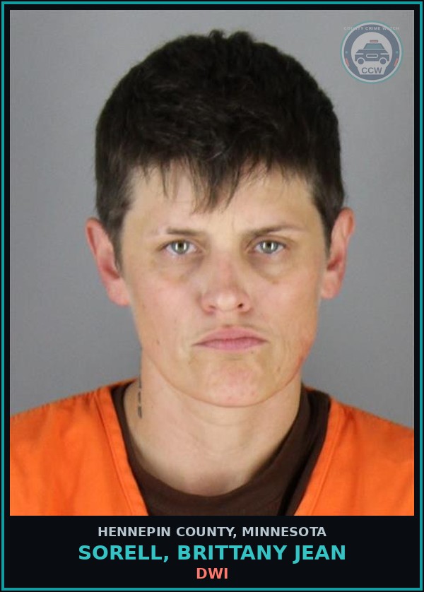 Booking mugshot of SORELL, BRITTANY JEAN in Hennepin County