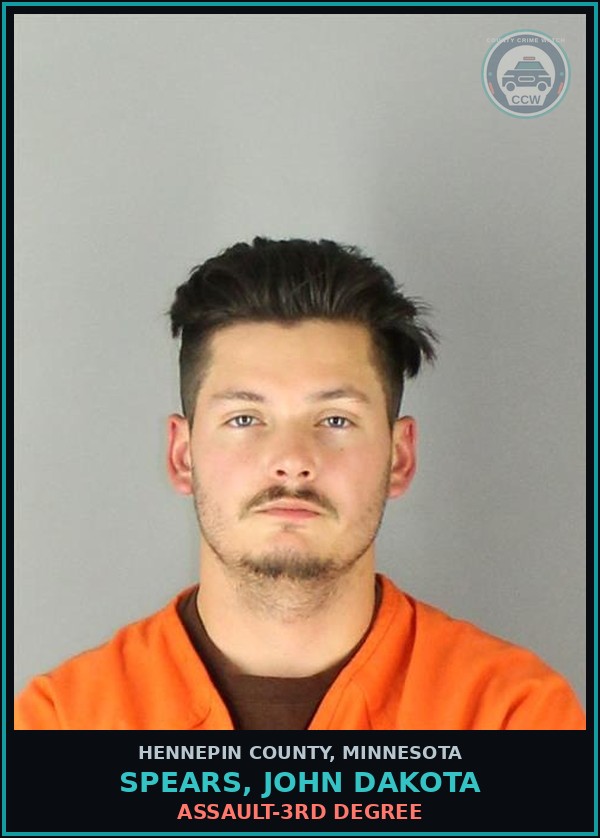 Booking mugshot of SPEARS, JOHN DAKOTA in Hennepin County